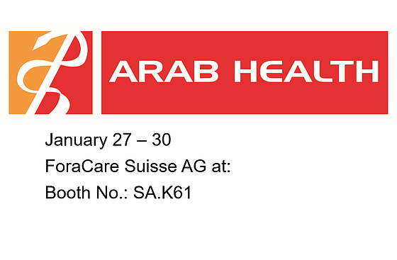 Visit ForaCare Suisse AG at Arab Health in Dubai, UAE, to see our newest FORA products.